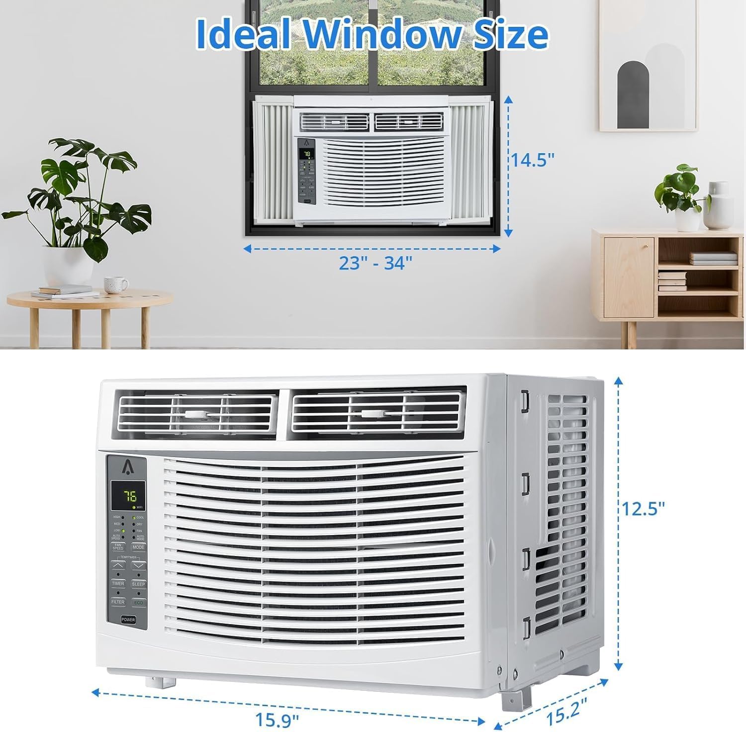 TrailBlaze 6000 BTU Window Air Conditioner, 3-In-1 Window AC Unit Cools up to 250 Sq. Ft, Cooler, Dehumidifier & Fan, 24H Timer, AC Window Unit with Remote Control & Installation Kit - No WiFi