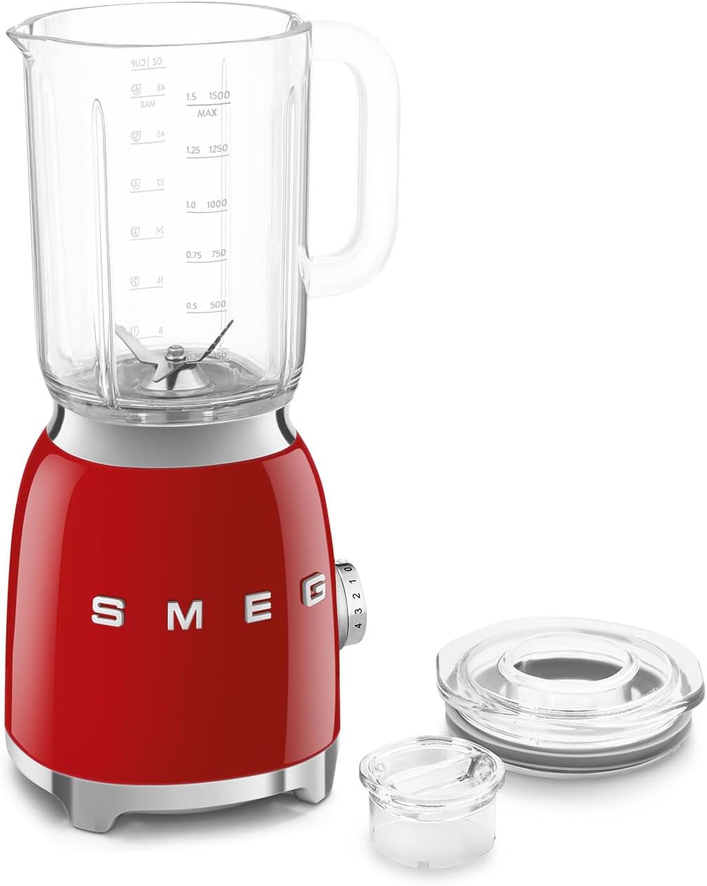 SMEG BLF03 Retro Style Blender – 600W Countertop Blender with 48 oz BPA-Free Jug, 3 Speeds + Pulse, Ice Crush & Smoothie Functions – 50s-Inspired Design-Red