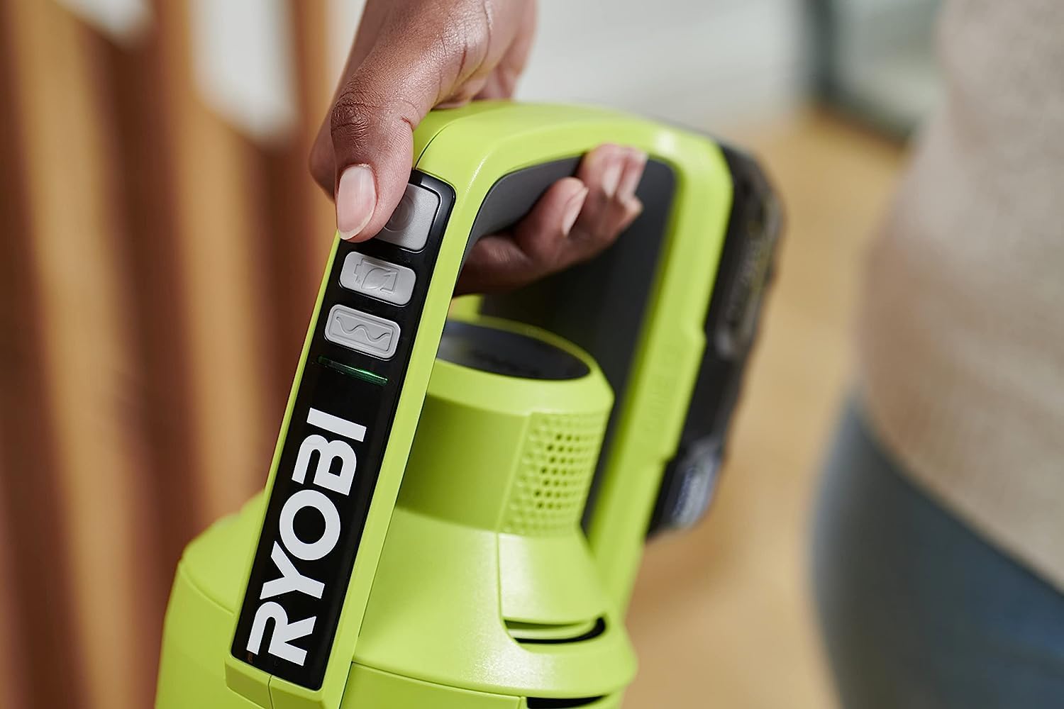 RYOBI 18 V ONE+ RSV18-0 Cordless Floor Vacuum Cleaner (30 AirWatt Suction Power, 820 l/min Airflow, 24 cm Wide Floor Nozzle, without Battery and Charger), Green