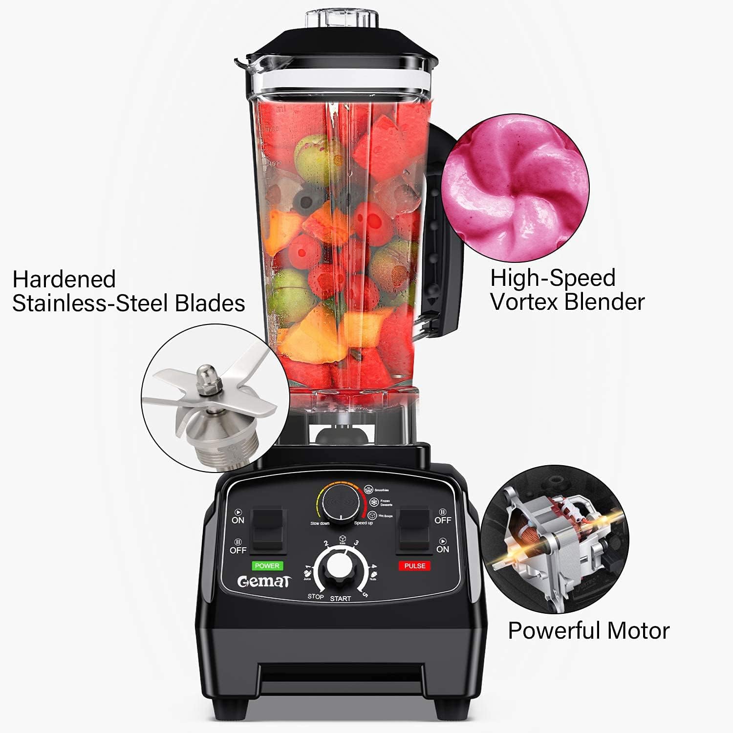 Professional Countertop Blender with 1400-Watt Base, Smoothie Blender,Built-in Timer,High Power Blender 2L Cups for Frozen Drinks,Shakes and Smoothies