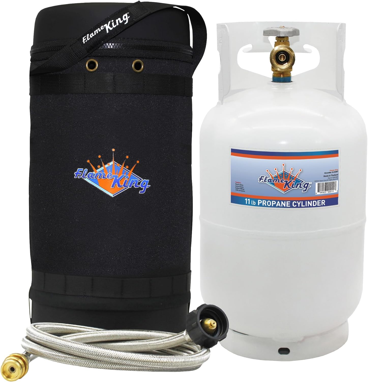 Flame King Gas Hauler Pro Kit - Insulated Protective Carry Case, 10LB Propane Tank and 5-FT Adapter Hose for Camping and Outdoor Adventures