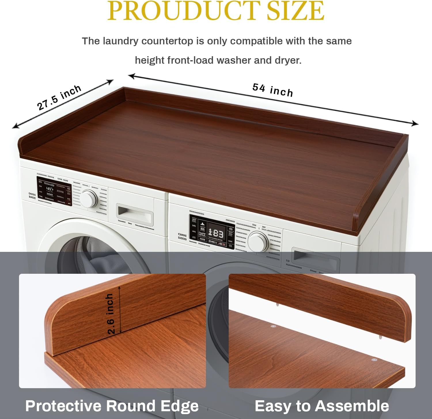 Wooden Washer Dryer Countertop Cover 54