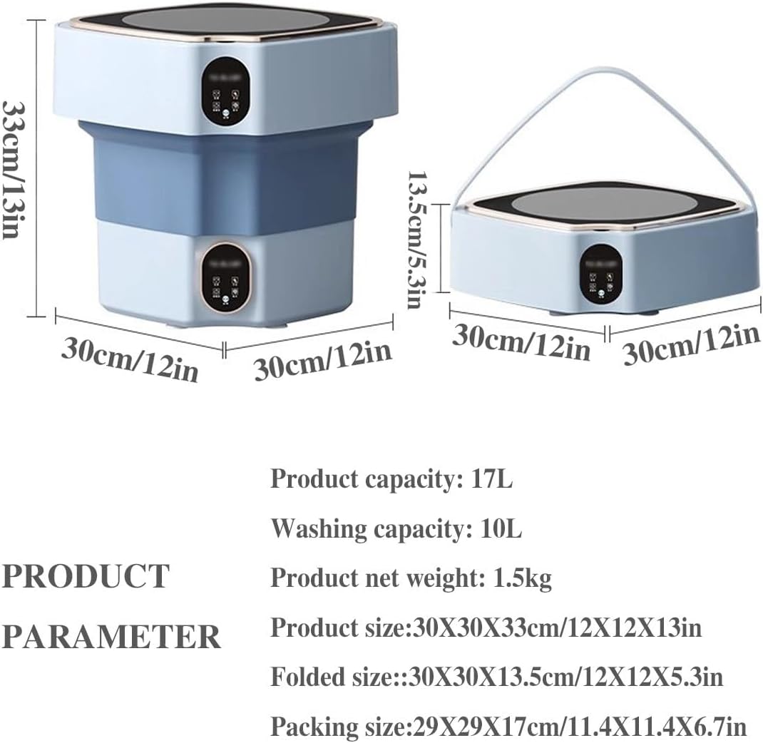 Mini Foldable Washing Machine 12X12X13in Portable Washer 17L Capacity Convenience And Efficiency For Camping, Travelling, Apartment & Tiny Spaces(Beige)