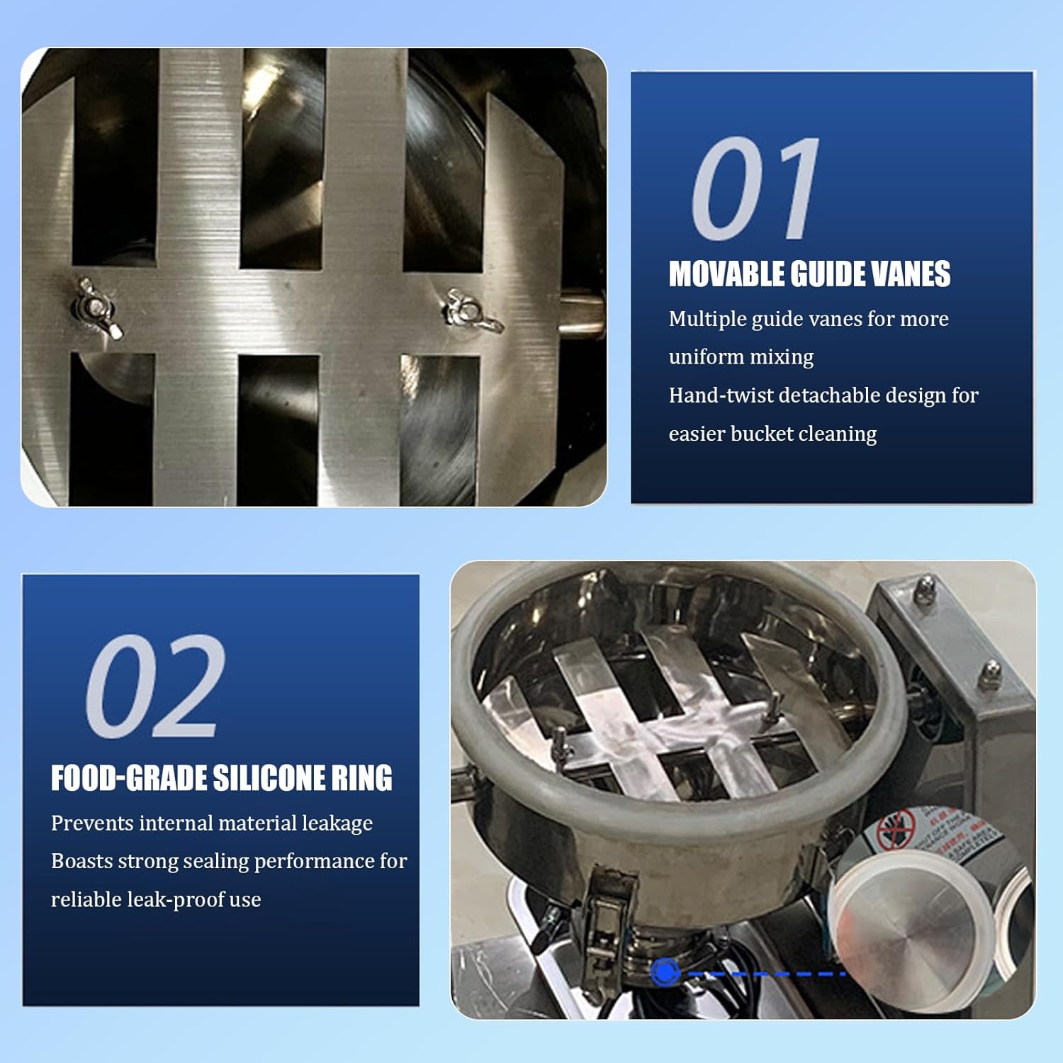 304 Stainless Steel Dry Powder Granule Mixer - Electric Laboratory Mixer For Feed Pellets, Fertilizers - Small Drum Blender With Particle Mixing Function, Speed Adjustable 10L