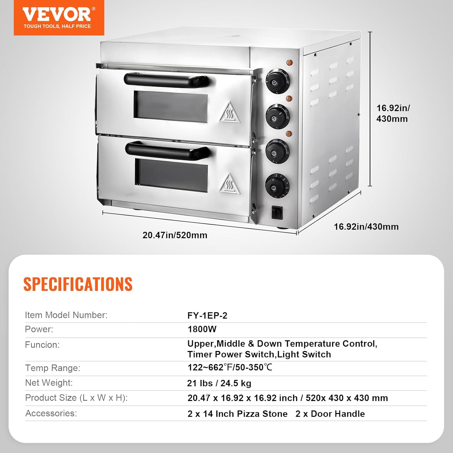 VEVOR Commercial Pizza Oven Countertop, 14