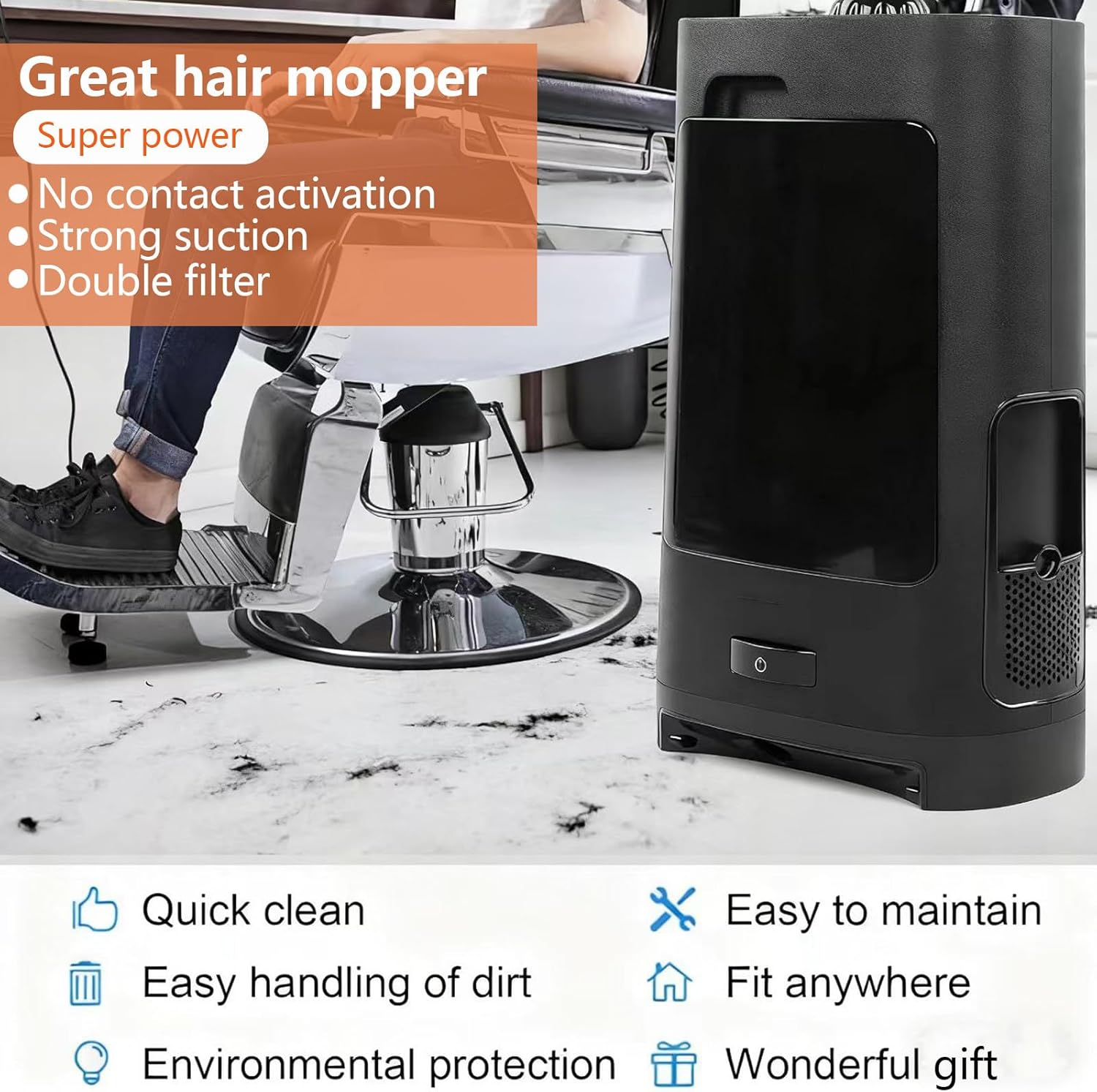 Touchless Automatic Vacuum Dustpan–Motion Sensor Hands-Free Electric Dustpan for Pet Hair Dirt & Debris–Powerful and Energy Efficient Cleaning Solution for Home Kitchen & Office