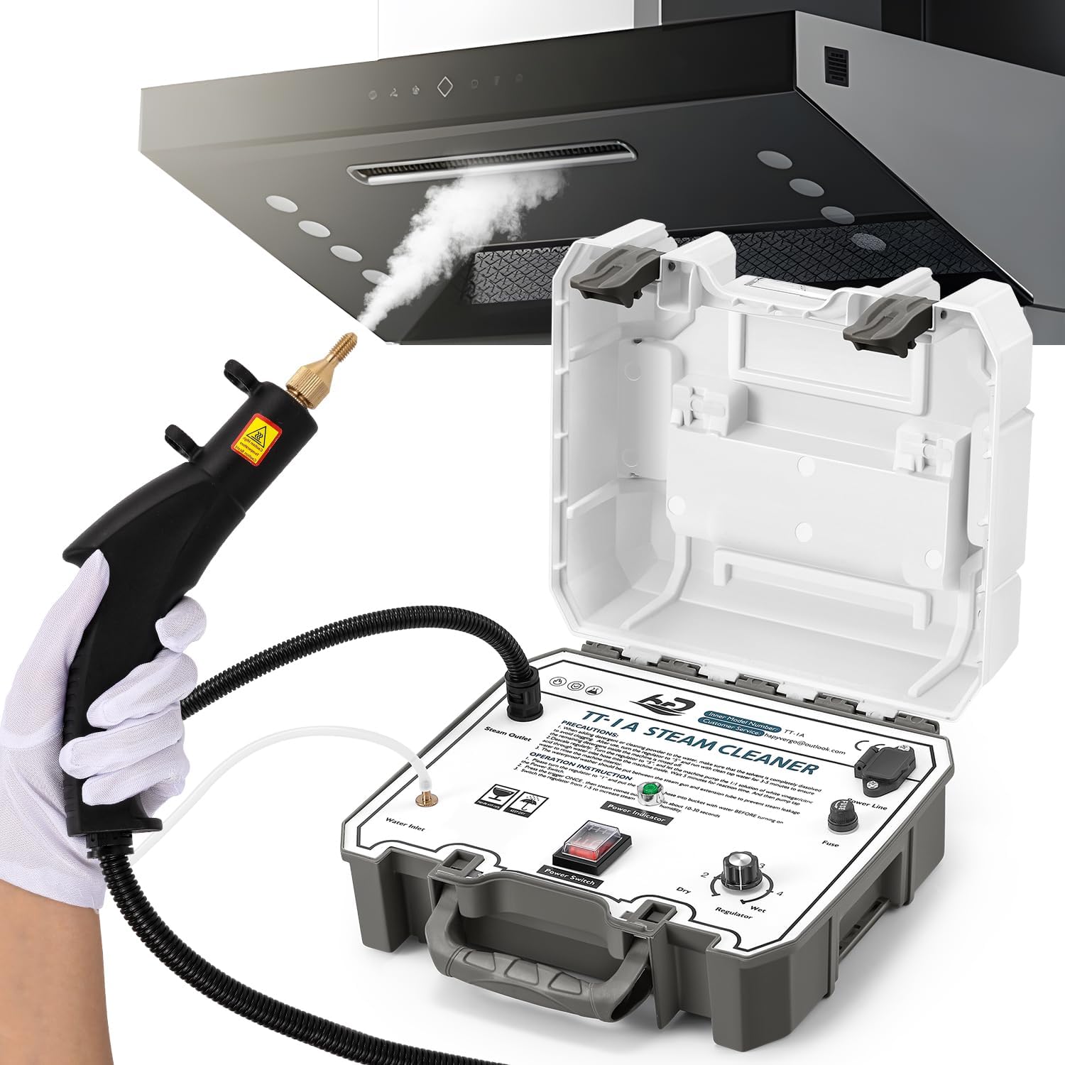 1500W High-Pressure Steam Cleaner, Quick 15s Heat-Up, 230℉ Powerful Steam for Grout, Tile, Home, Auto, Car Detailing, Kitchen, Bathroom Cleaning - 110V