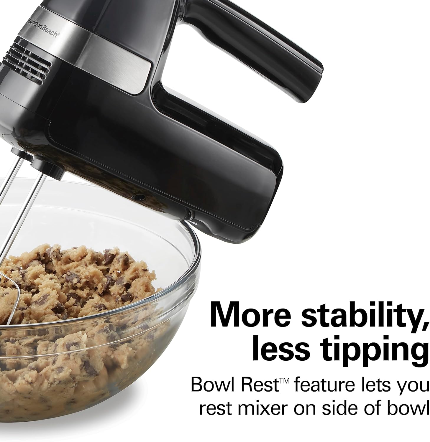 Hamilton Beach Electric Hand Mixer, 6 Speeds + Stir Button, 300 Watts of Peak Power for Powerful Mixing, Includes Whisk and Storage Clip, Black (62628)