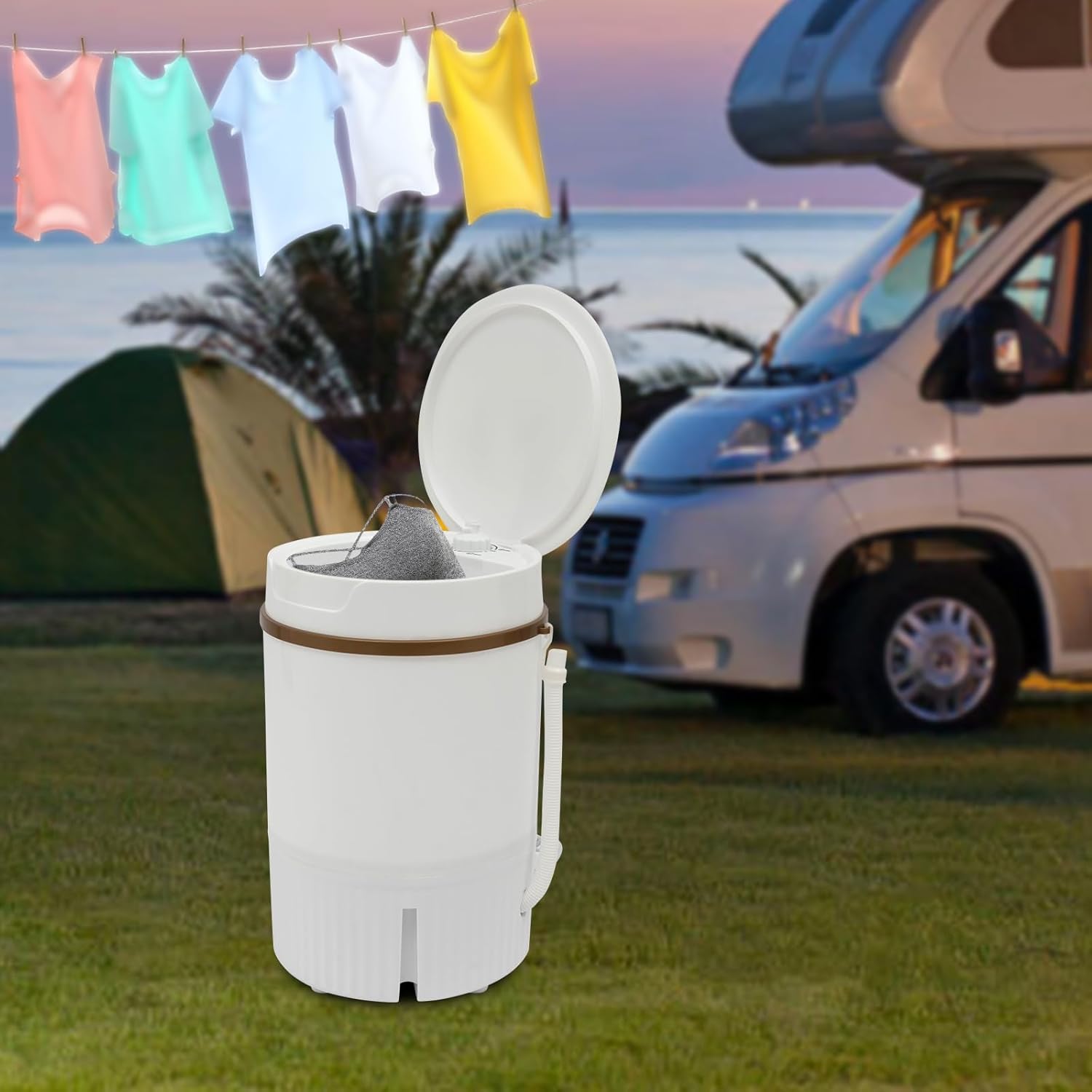 Mini Washing Machine, 260W Portable Compact Spin Dryer, 4.5L/1.19Gal Capacity Semi-Automatic Washer with Dehydration Basket-for Dorm, Travel, Clothes, Socks, Easy Use, 12.2 * 11.81 * 18.5in White