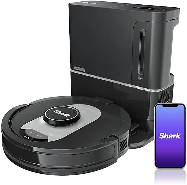 SHARK AV2501AE AI Robot Vacuum with XL HEPA Self-Empty Base, Bagless, 60-Day Capacity, LIDAR Navigation, Perfect for Pet Hair, Compatible with Alexa, Wi-Fi Connected Black, RV2502AE (Renewed)