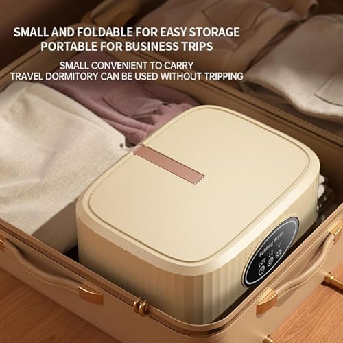 Portable Electric Clothes Dryer, Small Foldable 360° Circulation Drying Rack, Energy-Saving Hanging Dryer for Clothes, Compact Beige Design