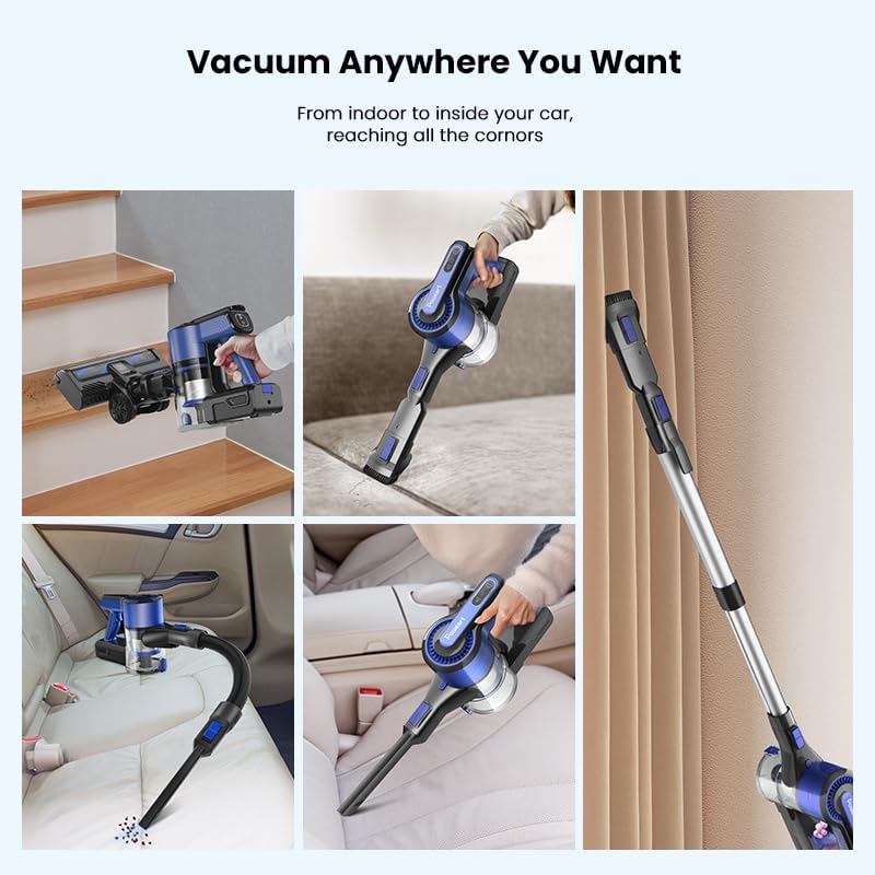 Cordless Vacuum Cleaner for Home, 30000Pa/350W Brushless Motor, 8-in-1 Stick Vacuum with HEPA Filter for Pet Hair