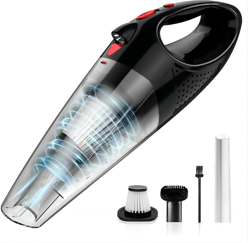Handheld Vacuum, 33K RPM Motor & HEPA Filtration | Cordless 30min Run Time| Whisper-Quiet | 2X HEPA, Pet Tool, LED Light