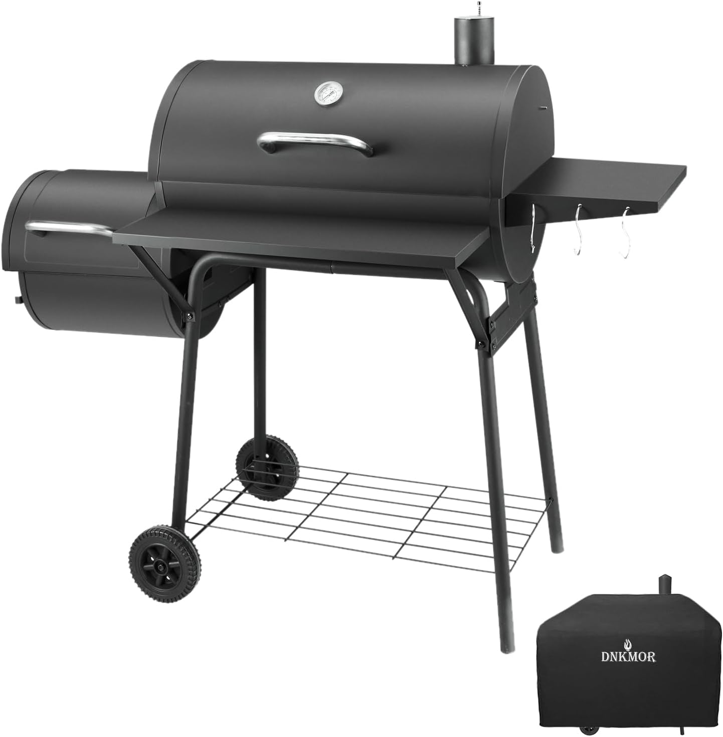 Charcoal Grill with Offset Smoker,BBQ Grills with Side Table,Outdoor Cooking with 714 Square Inches,Backyard Camping Picnics, Patio and Parties, Black by DNKMOR