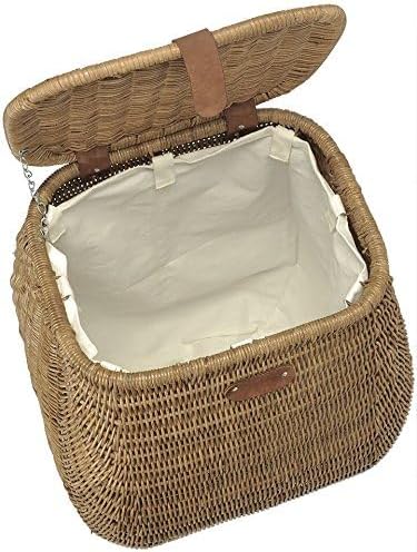 KOUBOO Wicker Rattan Laundry Hamper with Lid, Stylish Woven Basket for Laundry, Towels Blankets, Dirty Clothes, Ideal for Bedroom, Bathroom, Brown