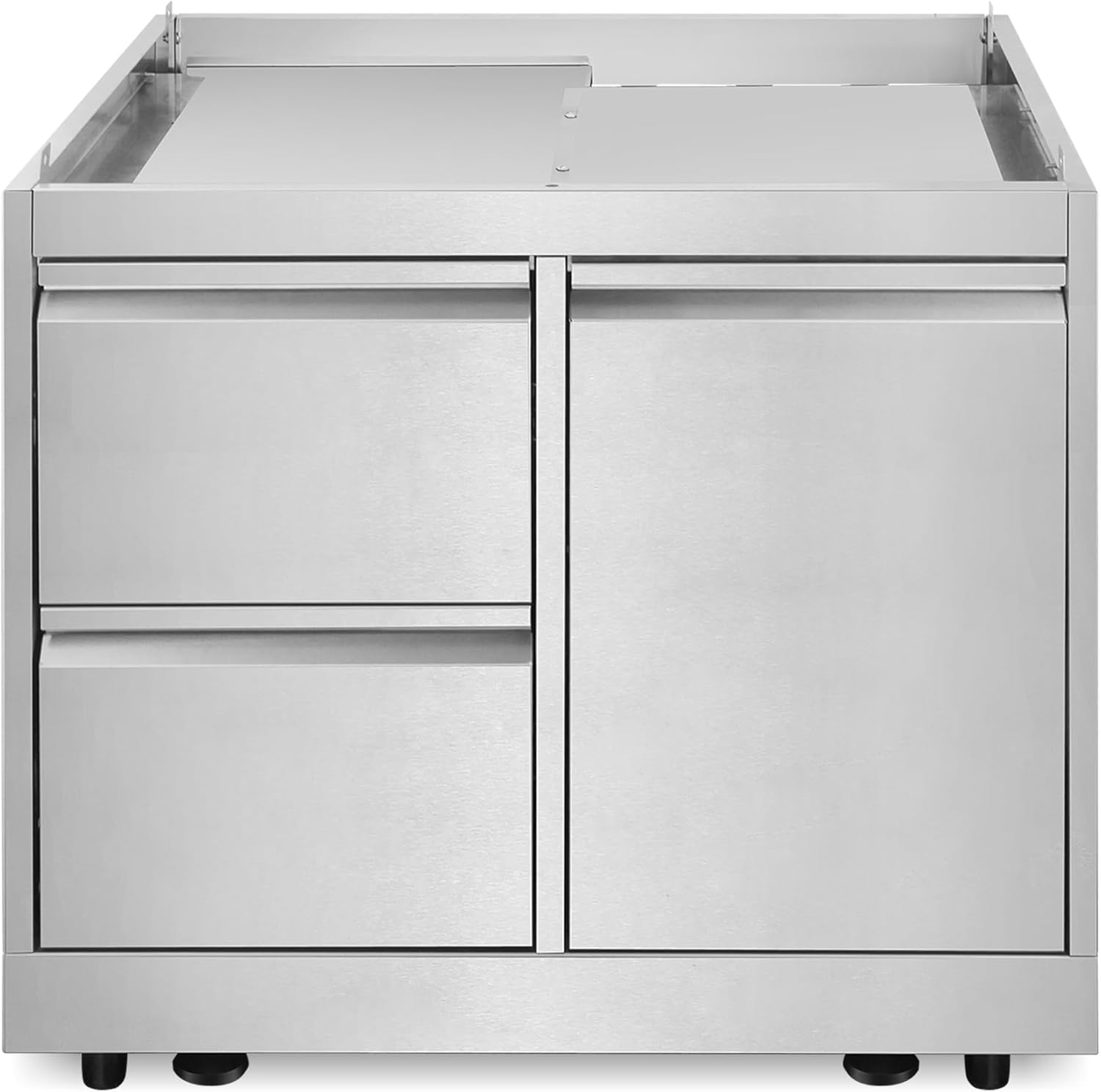 Cosmo COS-GCN323SS 32 in. Newport Collection Grill Cabinet with Drawers, Tank Mount, Soft Roll Casters, Stainless Steel Frame