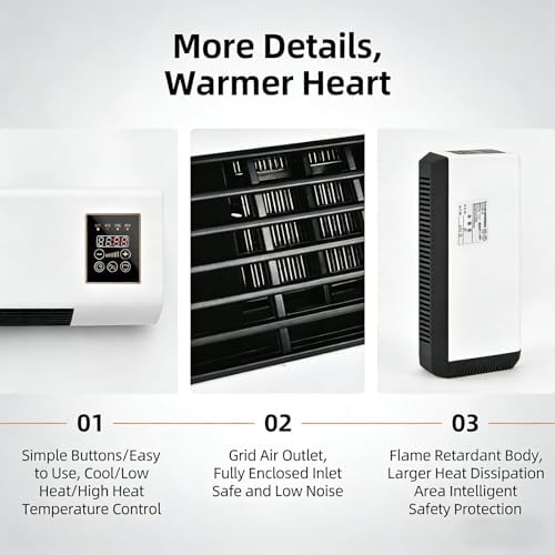 Portable Wall Air Conditioner Fan 2 In 1 Wall Mounted Heating System, Quiet Ac Fan Heater Combo Unit for Living Room Bedroom Office, Smart Air Conditioner with Remote Control(White)
