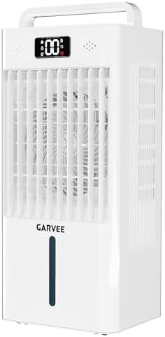 Garvee Evaporative Air Cooler, 10L (2.6Gal) Portable Cooler Fan with TOUCH SCREEN & Remote Control, 3 Speeds & 3 Modes, LED Display, Ice Packs & Casters Included, for Bedroom, Office, Home