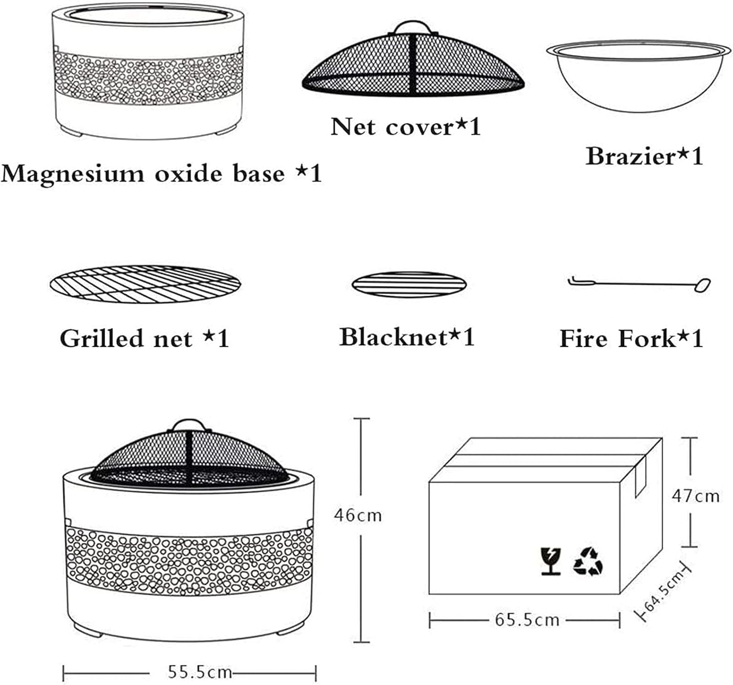 Outdoor Fire Pit Table Garden Fire Pit Heaters & Fire Pits Barbecue/Fire Pit Wood Burning Fire Pit BBQ Grill Firepit Bowl with Grill Grate