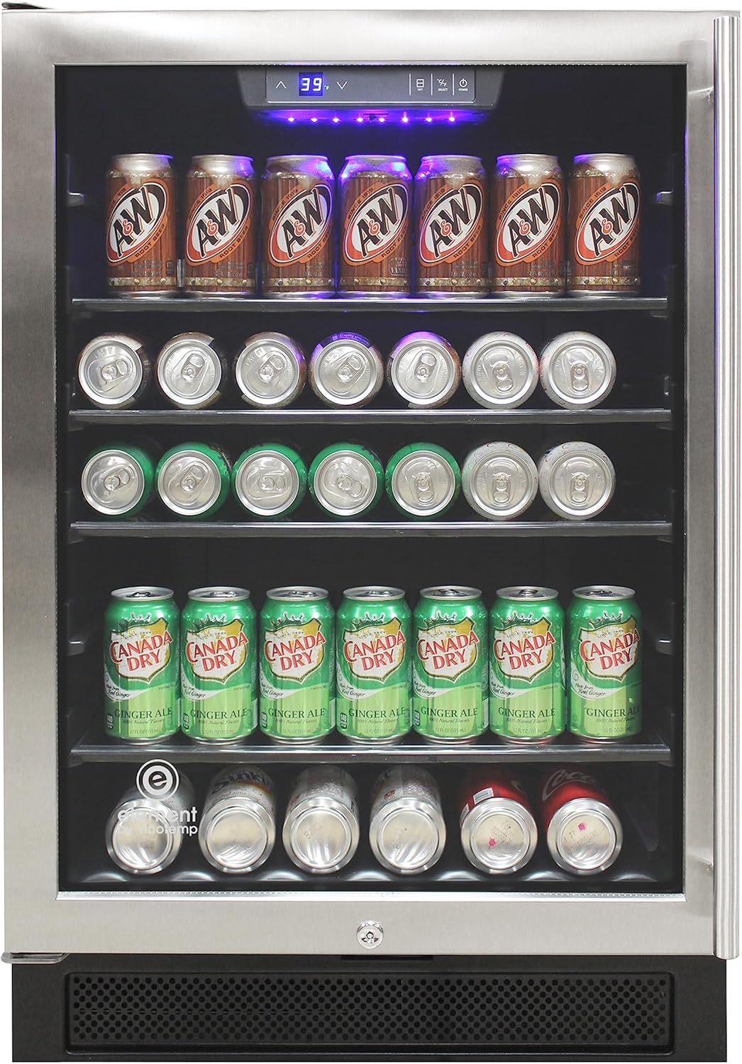 Vinotemp Beverage Refrigerator and Cooler 161 Can Capacity Mini Drink Fridge with Adjustable Temperature Control and Glass Door, 161 Can, Stainless Steel.