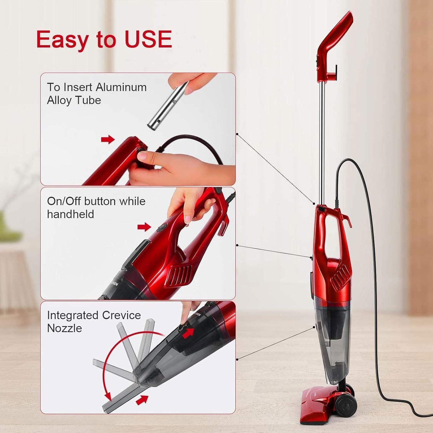 Vacuum Cleaners Household Vacuum Cleaner Power Suction Car Vacuum Cleaner Vertical Clean Vacuum Cleaner Handheld Sweeper Mopping Machine (Size : US) (One Color US)