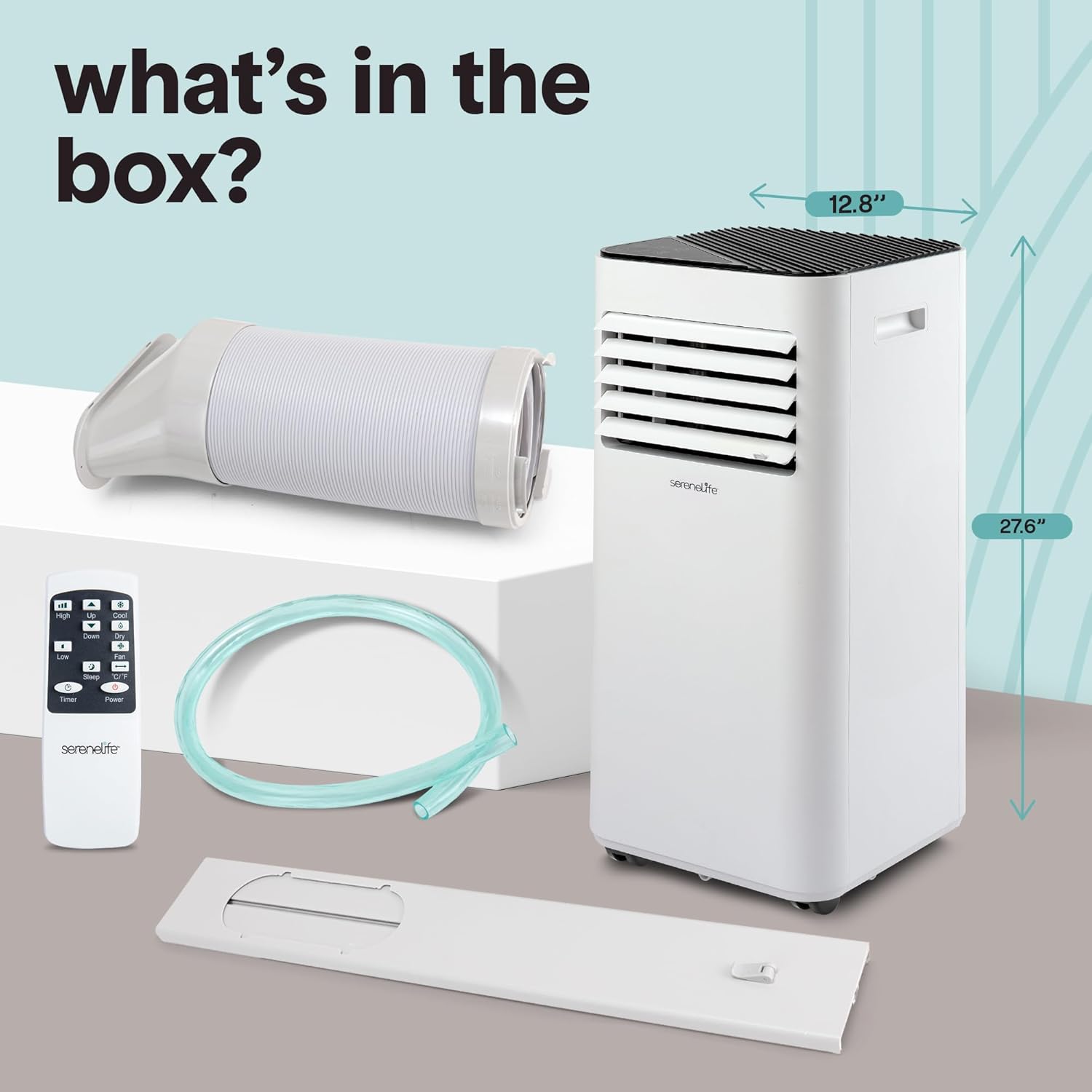 SereneLife Portable Room Air Conditioner – 10,000 BTU Compact Home A/C Unit with Dehumidifier & Fan Modes, Metal Control Box, Rotary Compressor, LED Display, Easy Setup, Includes Window Mount Kit