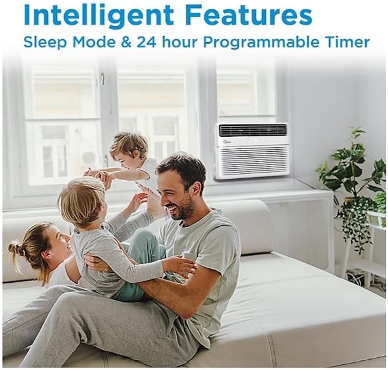 Midea Smart 12,000 BTU 550 Sq. Ft. Window Air Conditioner, 3-in-1 Comfort: get cooling, dehumidification, & fan modes, with Air Directional Louvers MAW12S1JWT-B