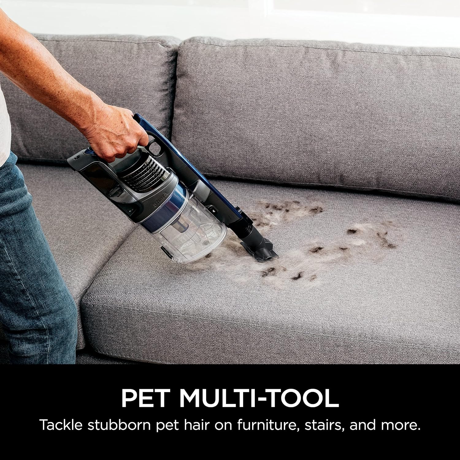 Shark IZ363HT Anti-Allergen Pet Power Cordless Stick Vacuum with PowerFins Technology and Removable Handheld, Blue (Renewed)