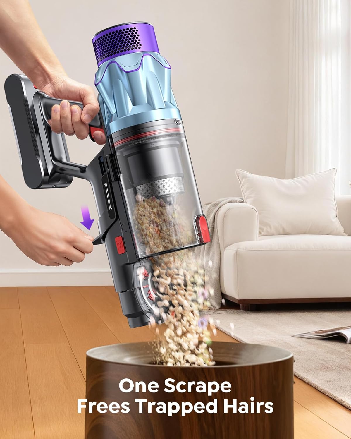 Cordless Vacuum Cleaner 65min/600W/50KPA Self-Standing Vacuum Cleaners for Home with 3.3Ft Hose & Auto Mode, Wall Mount Charging Stick Vacuums with Fragrance Dust-Scraper for Hardwood Floor/Car/Pet