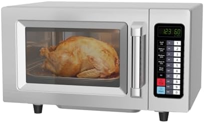 CROSSON Commercial Countertop 25L Microwave Oven W/ 10 Programmable Memory Menu,5 Power Level,3 Stage Cooking and Touch Screen Control-1000W,0.9 Cu.Ft