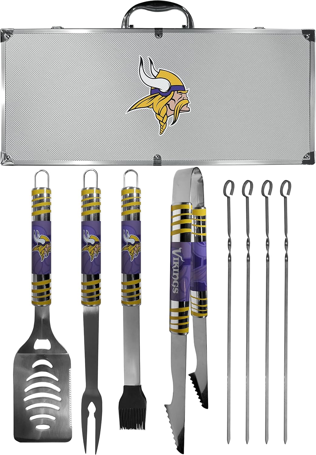 NFL Siskiyou Sports Fan Shop Minnesota Vikings Steel Tailgater BBQ Set w/Case 8 piece Gray