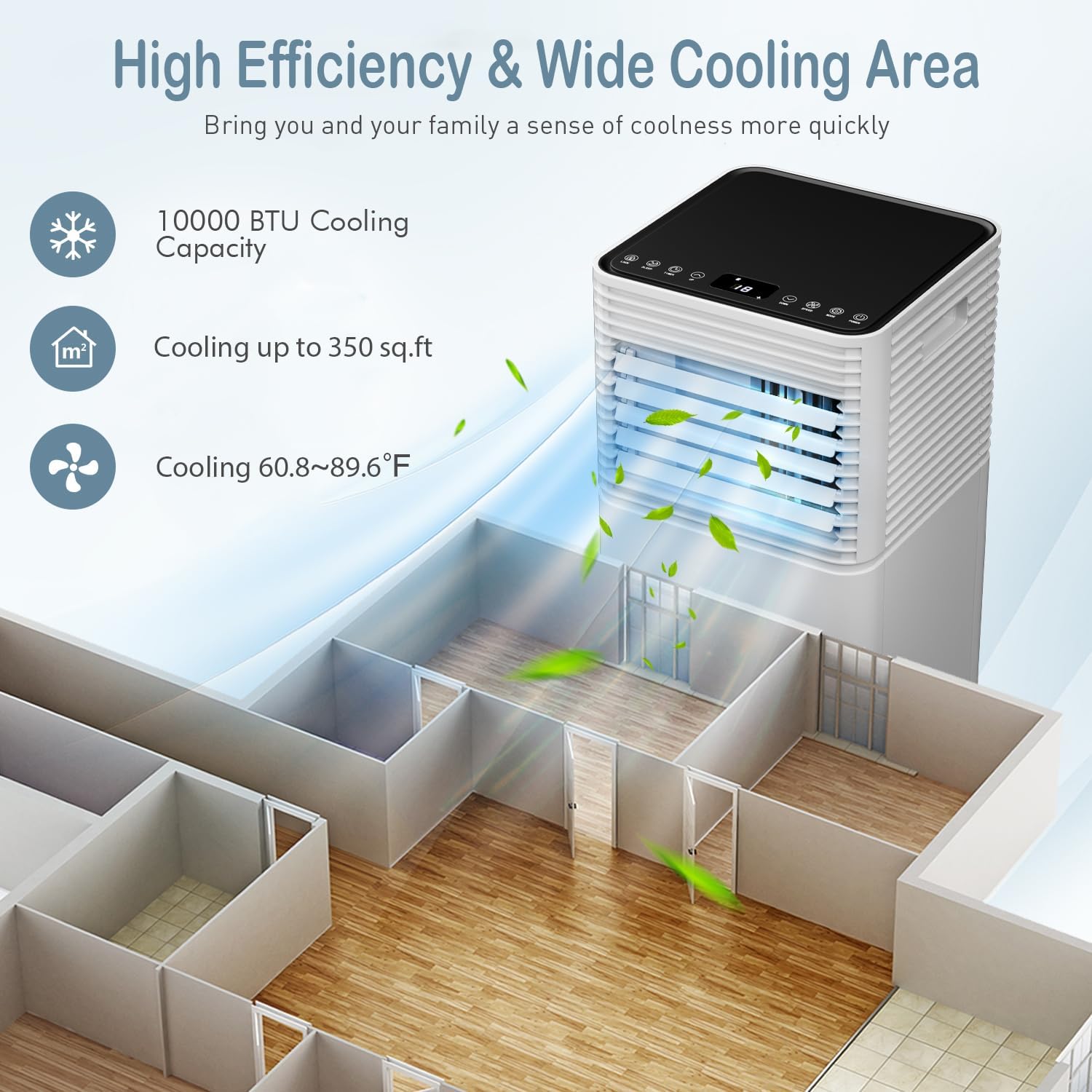 SIMOE 10000BTU Portable Air Conditioner, 4-in-1 Portable AC Unit for room Cooling up to 350 sq.ft, with Remote Control, 24H Timer & Window Kit, Built-in Cool, Dehumidifier & Sleep Modes