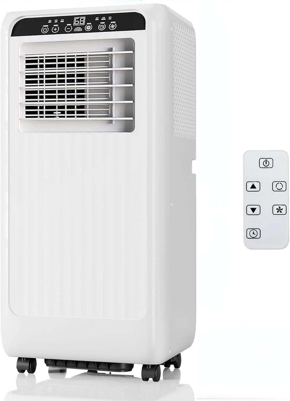 8000 BTU Portable Air Conditioners - 3-in-1 AC Unit for 350 Sq.Ft Rooms with Dehumidifier, Timer, Remote & LED Display