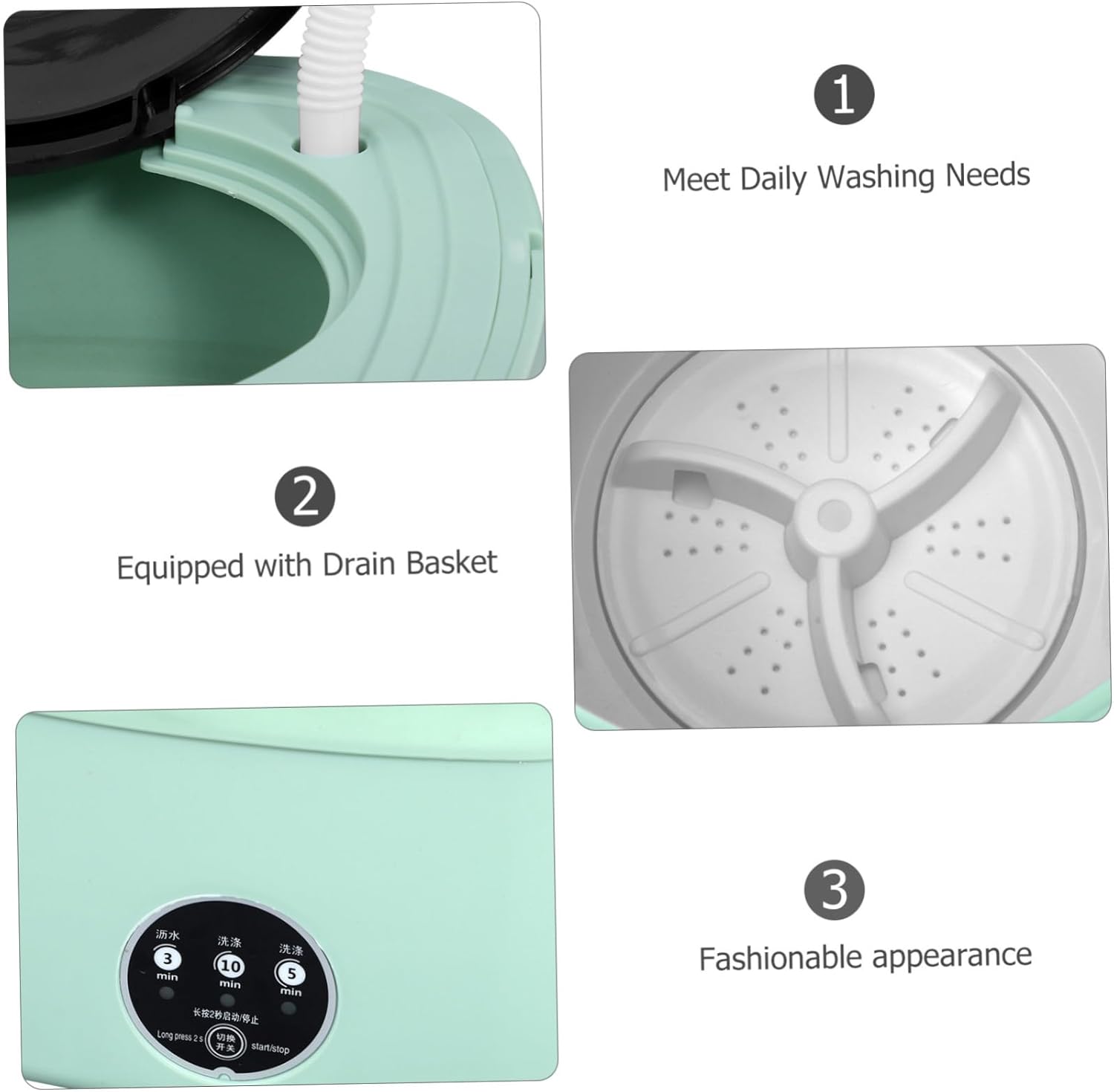 Compact Mini Washing Machine Portable Touchscreen Operated Bucket Washer Easy Storage Multi-function Modes Mini Washer for Home Dorm