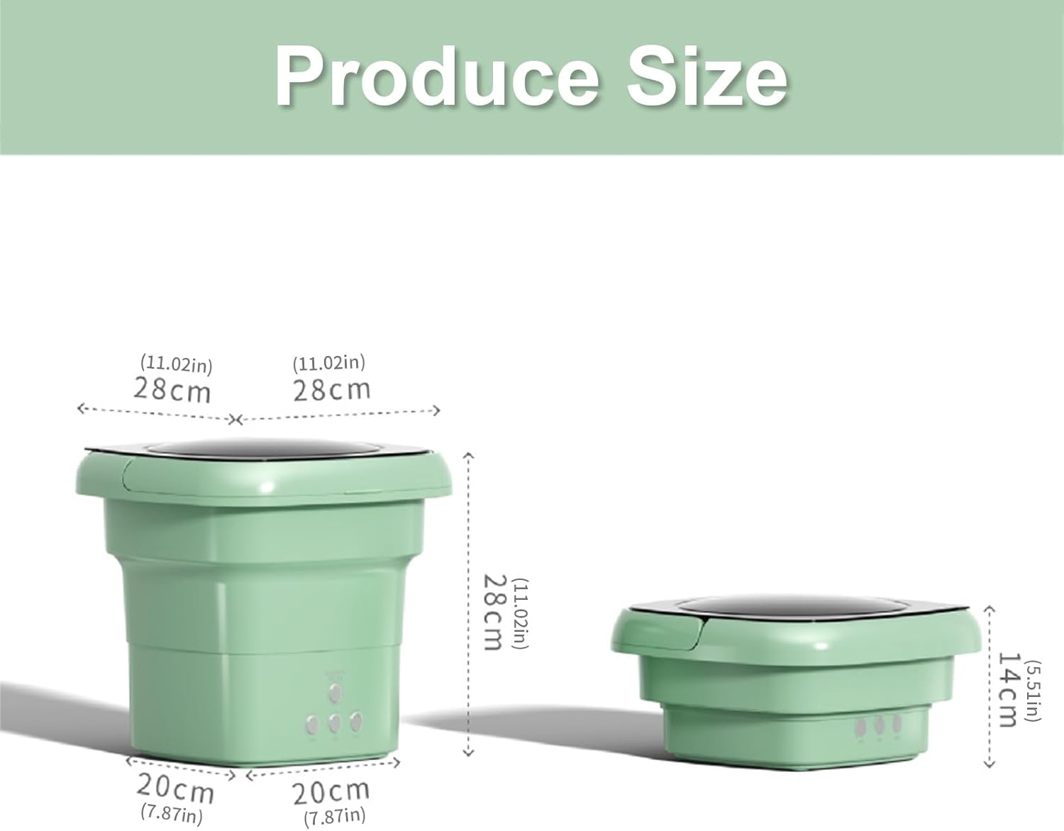 Travel Laundry Washer Foldable Compact 3.2L Capacity Buttons Quick For Underwear Socks Baby Clothes