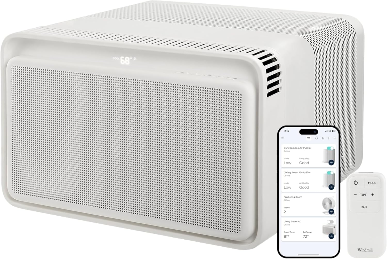 Windmill Window Air Conditioner - Quiet & Smart, Easy Install, Voice-Enabled, Remote & App Control AC Unit - 10,000 BTU Inverter w/WhisperTech