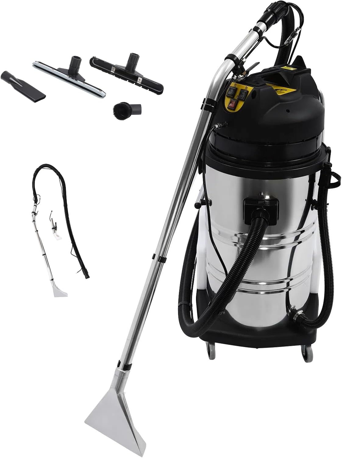 110V 2110W Portable Carpet Cleaner, 80L/21.13Gal Stainless Steel Carpet Extractor Upholstery Wet Dry Vacuum Cleaner, 3 in 1 Floor Cleaning Machine Carpet Cleaning Machine for Carpet Sofa