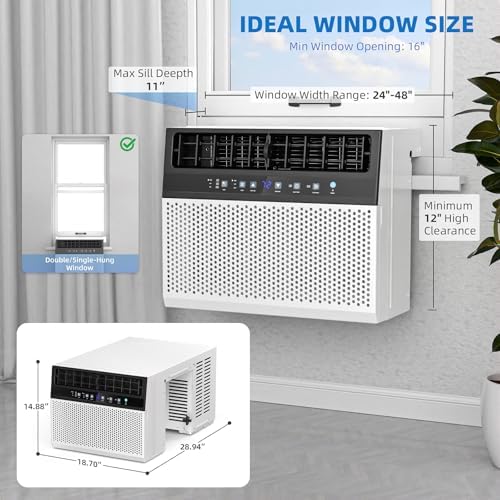 Antarctic Star 12,000 BTU U-Shaped Window Air Conditioners, Air Condtioner Window Unit Cools up to 550 Sq.Ft, Energy-saving Window AC Units, 6 Modes 24H Timer, Easy to Install, White