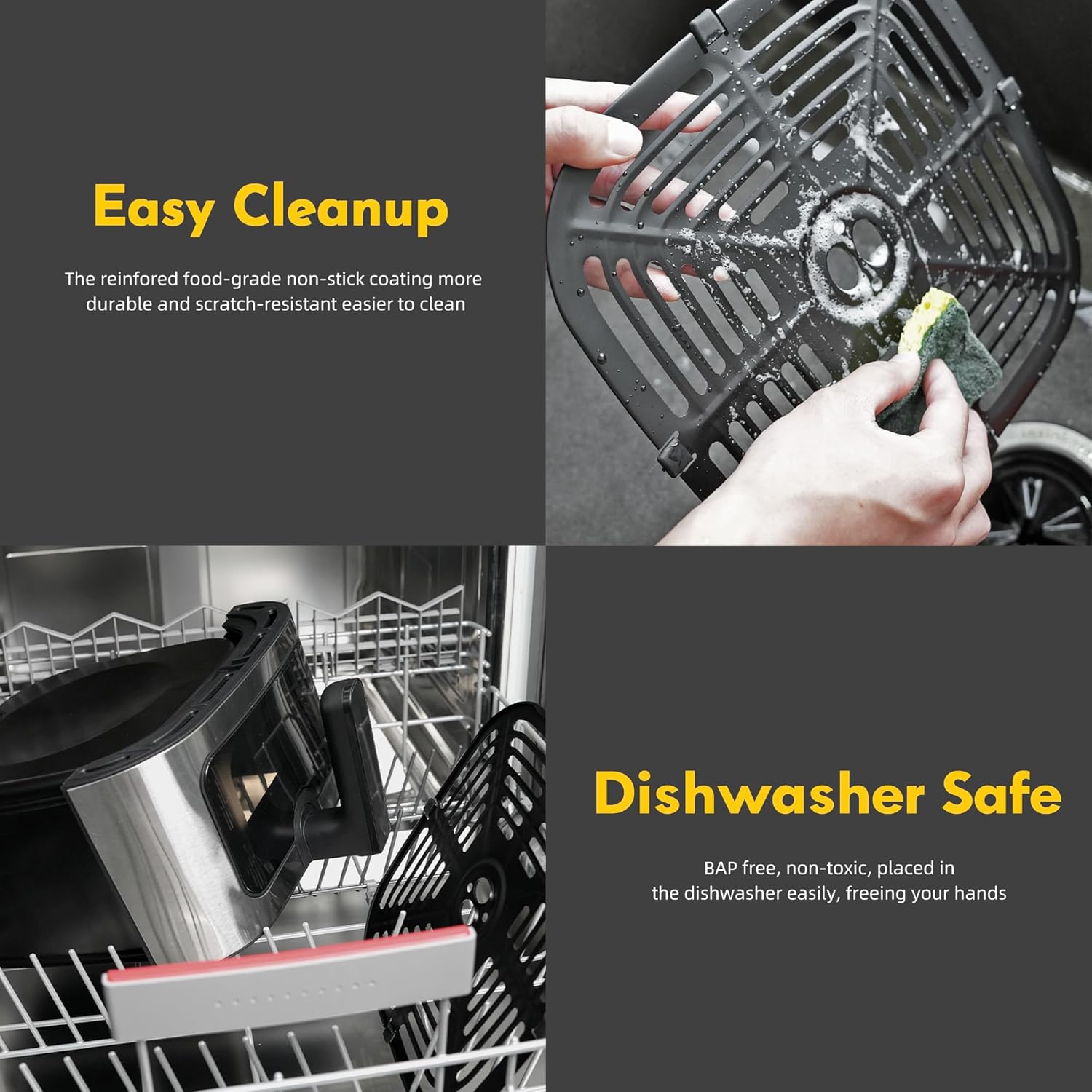 8.5QT Air Fryer, Upgraded Family Size Capacity, Visual Window, Square Basket Dials Stainless Steel Air Fryers, Reheat Leftovers, Easy Cooking for Healthier Breakfast & Dinner in Minutes