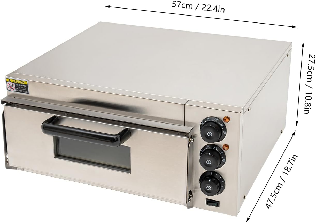 1800W Electric Pizza Oven Indoor Commercial Pizza Oven Countertop Pizza Maker Multipurpose Indoor Pizza Machine for Home Restaurants Bakeries – Adjustable Temp (122-662°F）-Makes 16 inch Pizzas