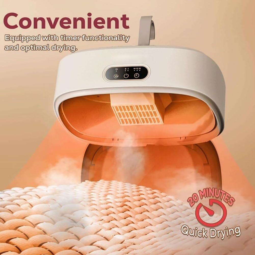 Electric Portable Clothes Dryer, Foldable Heated Airer, 10kg Capacity, 600W, 1-7 Hour Timer, Two Heating Modes, Stainless Steel & Plastic