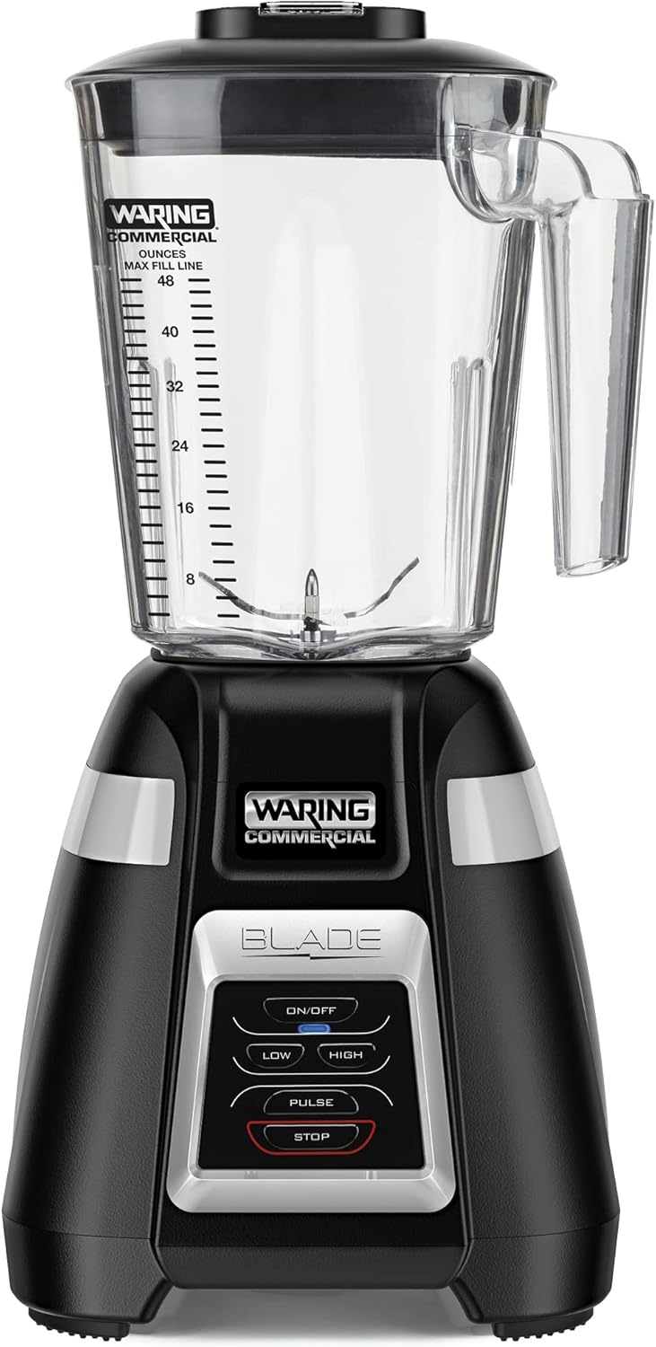 Waring Commercial BB320 Blade 1 HP Blender, Toggle Switch Controls with Pulse feature, 48 oz BPA Free Copolyester Stacking Container, 120V, 5-15 Phase Plug Black