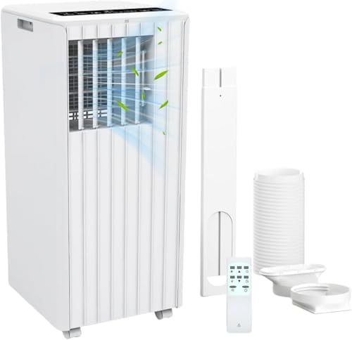 8000 BTU Portable Air Conditioner – 3-In-1 Cooling, Dehumidifying & Fan, Remote Control & Window Kit Included, Ultra Quiet for Bedroom, Office, and Living Room