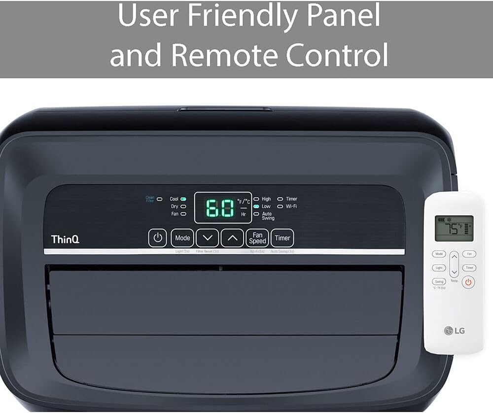 LG 10,000 BTU Smart Portable Air Conditioner, 115V, Cools 450 Sq.Ft. (18' x 25' Room Size), Portable Air Conditioner for Home with Voice Control, Works with LG ThinQ, Amazon Alexa, and Hey Google