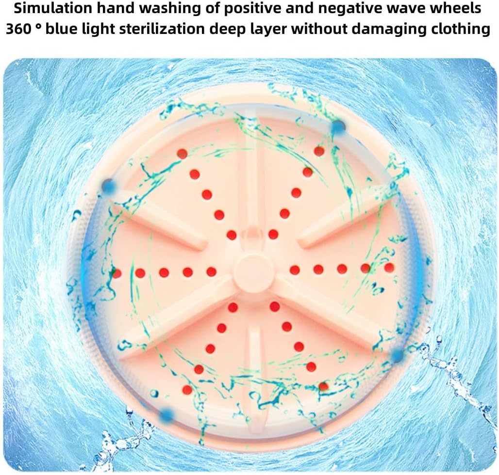 Generic Portable Washing Machine, Front Load, Ultrasonic Mini Multifunctional Washer, Fully Automatic, Efficient, Turbo, Pink