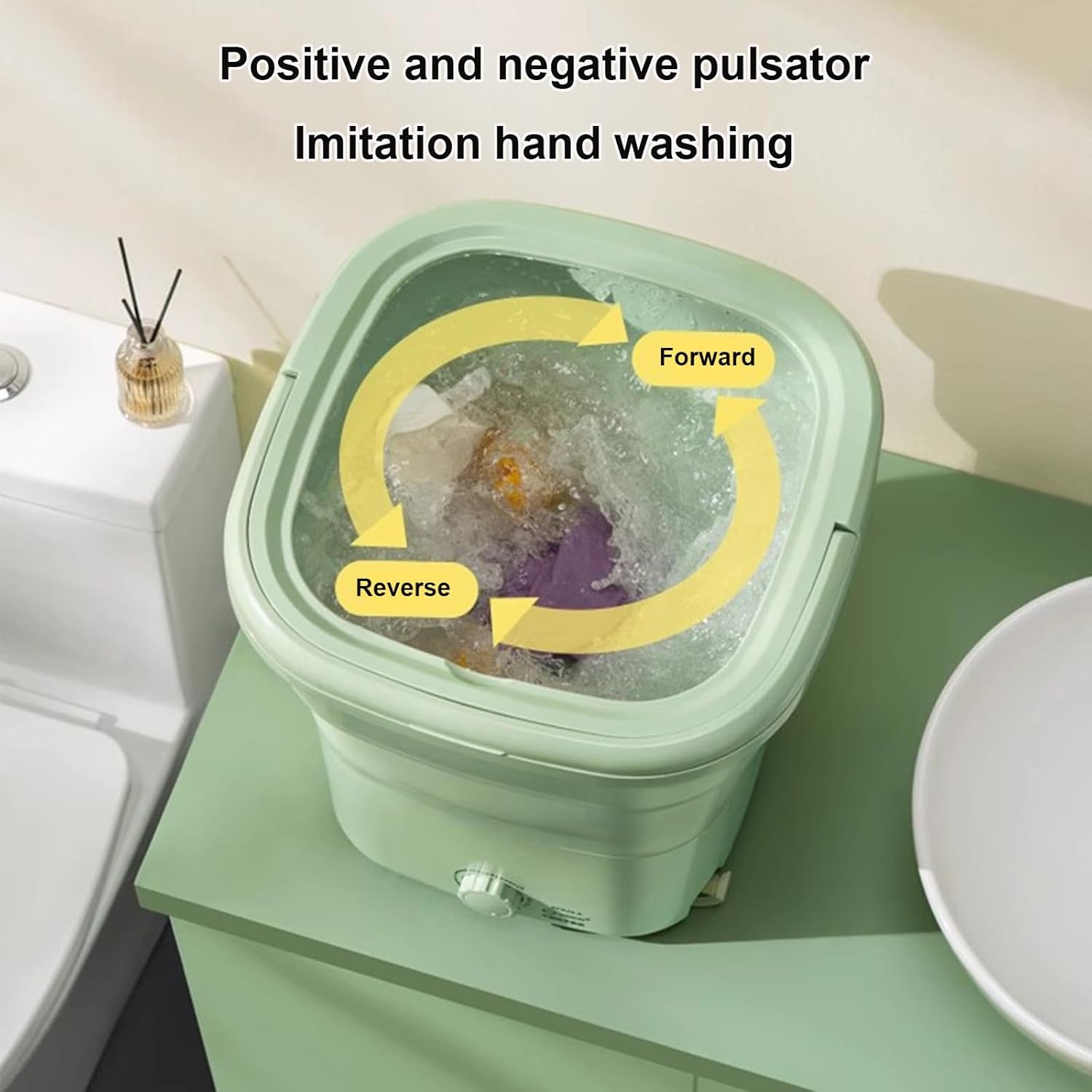 Portable Washing Machine, 20L Collapsible Mini Washer with Dehydration, for Small Clothes, Foldable Design Ideal For Hotel, Home, Apartment, Camping(Blue)