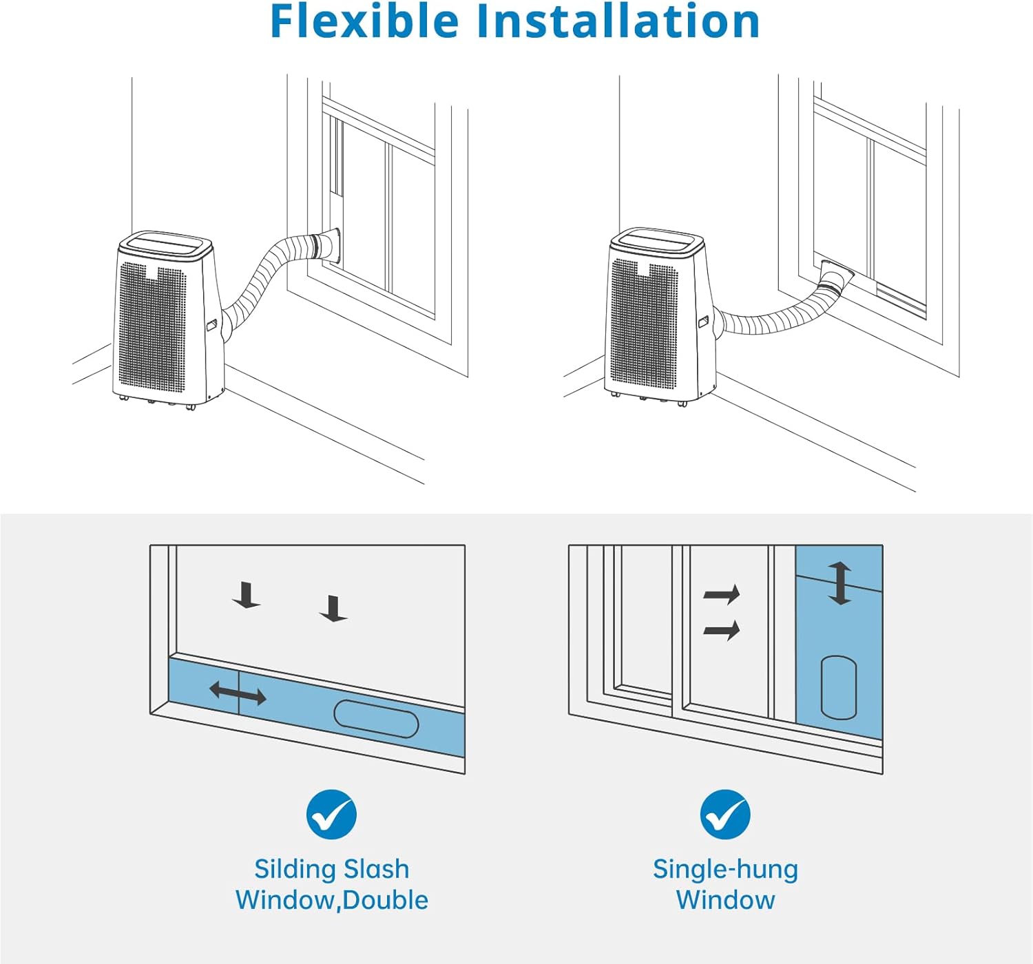14000Btu Portable Air Conditioner with Remote Control,3-in-1 Air Conditioners with Dry & Fan Modes Room Cooling Up to 750 sq ft,Energy Efficient, Window Installation Kit for Home, White
