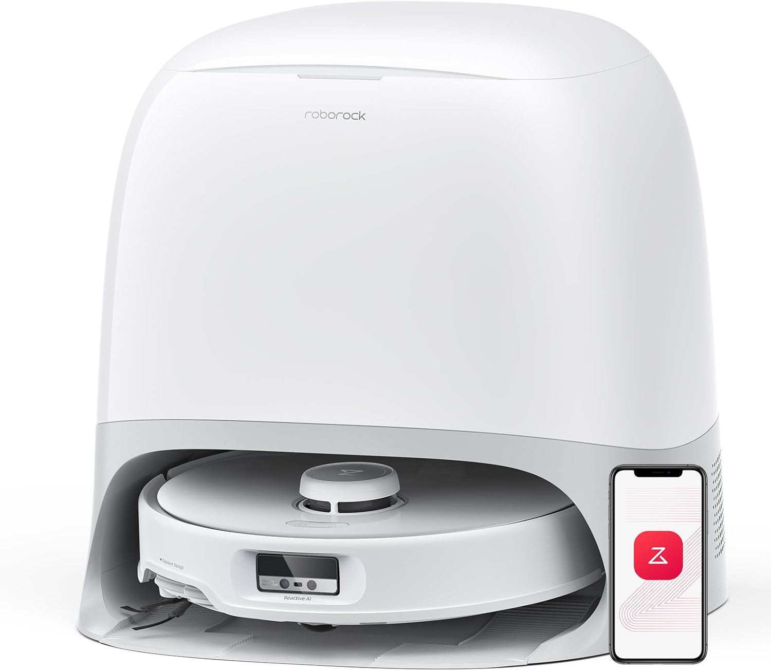 roborock Qrevo Curv Robot Vacuum and Mop, 18,500Pa Suction, Zero-Tangling, AdaptiLift Chassis, FlexiArm Technology, Hot Water Mop Washing & Dock Self Cleaning, Al Obstacle Recognition