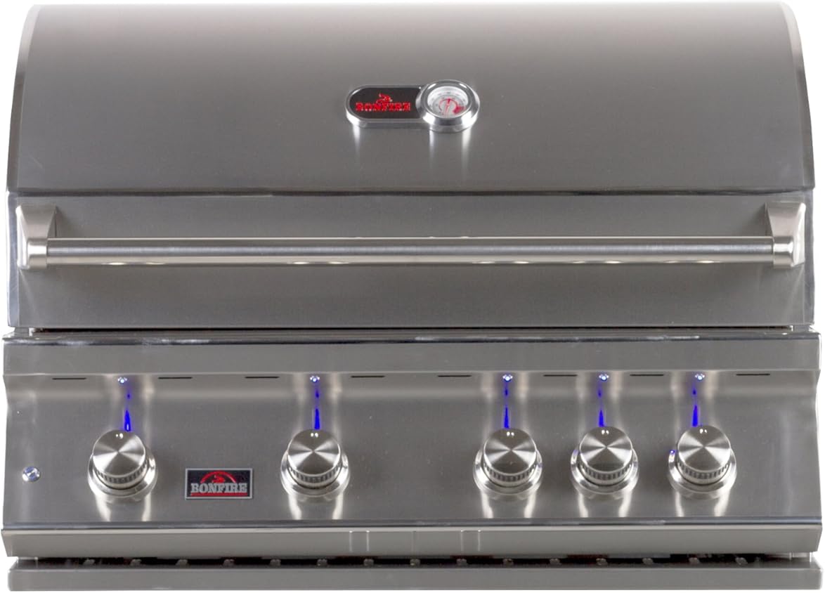 Bonfire 34-inch-4 burners propane built-in gas grill with infrared rotisserie, led lights and cover (CBB4 LP)