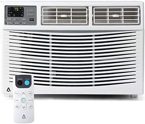 8,000 BTU Window Air Conditioner, AC Cools Up to 350 Sq. Ft., Eco Mode, Remote Control, Quiet Operation, 3 Fan Speeds, Auto Restart, Bedroom